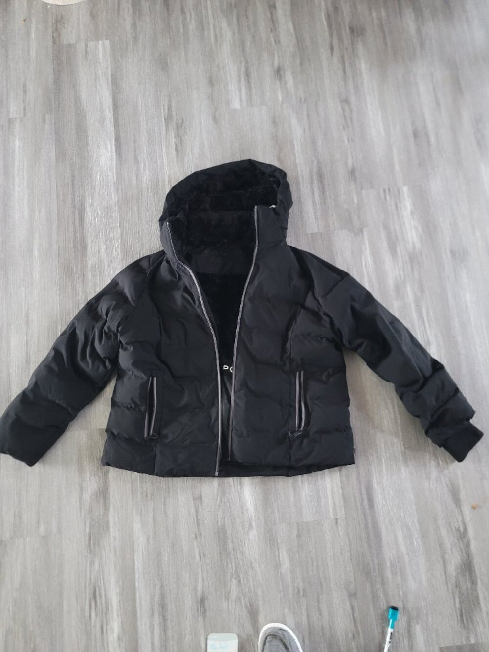 Mens black full zip ZeroXposur coat with detachable hood - size XL